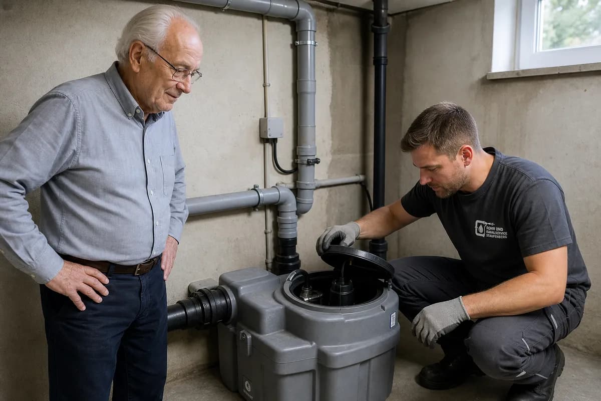 Wartung einer Abwasser-Hebeanlage durch Rohr- und Kanalservice Staufenberg